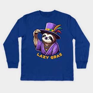 Mardi Gras sloth Kids Long Sleeve T-Shirt